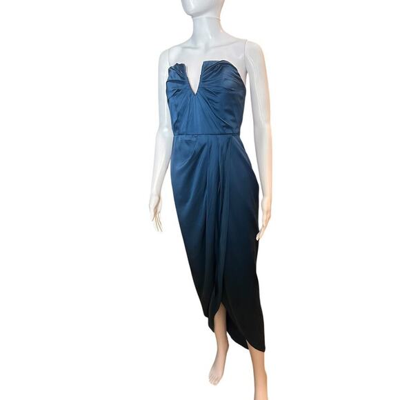 NWT Yumi Kim Bombshell Silk Strapless Maxi Dress Blue Tulip Hem Sweetheart Sz XS - Picture 4 of 16